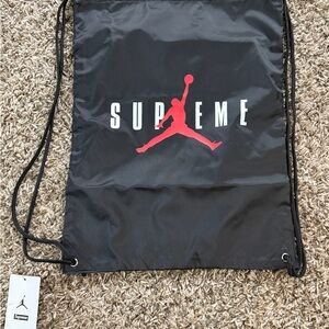 Supreme x Jordan Black Drawstring Bag